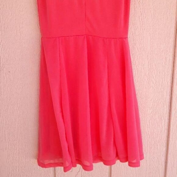 Divided Dress Fit & Flare Netted Illusion Sweetheart Neckline Skater Coral Sz XS - Picture 7 of 8